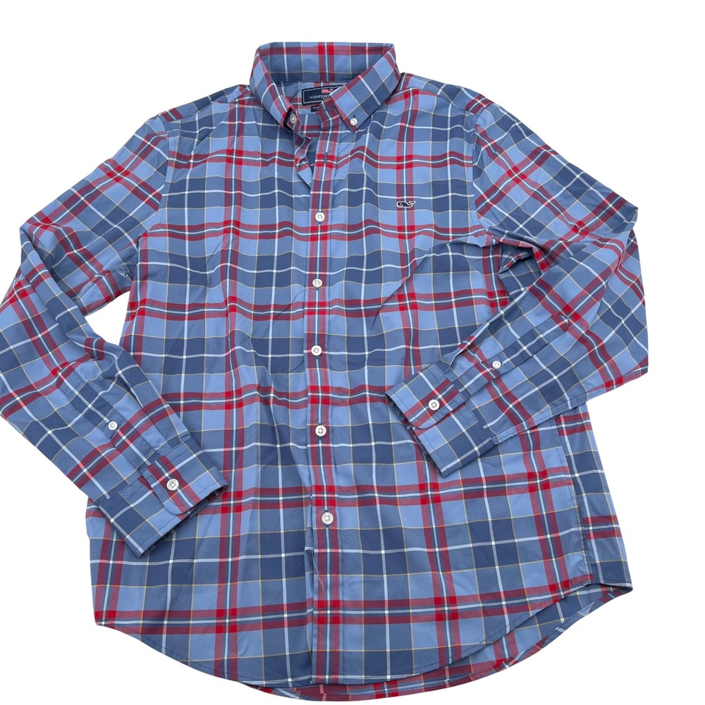 Vineyard Vines Slim‎ Fit Whale Shirt Mens Size M Plaid Button Down Long Sleeve